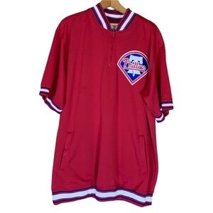 Philadelphia Phillies 1/4 zip pullover short sleeve shirt Size XL Red